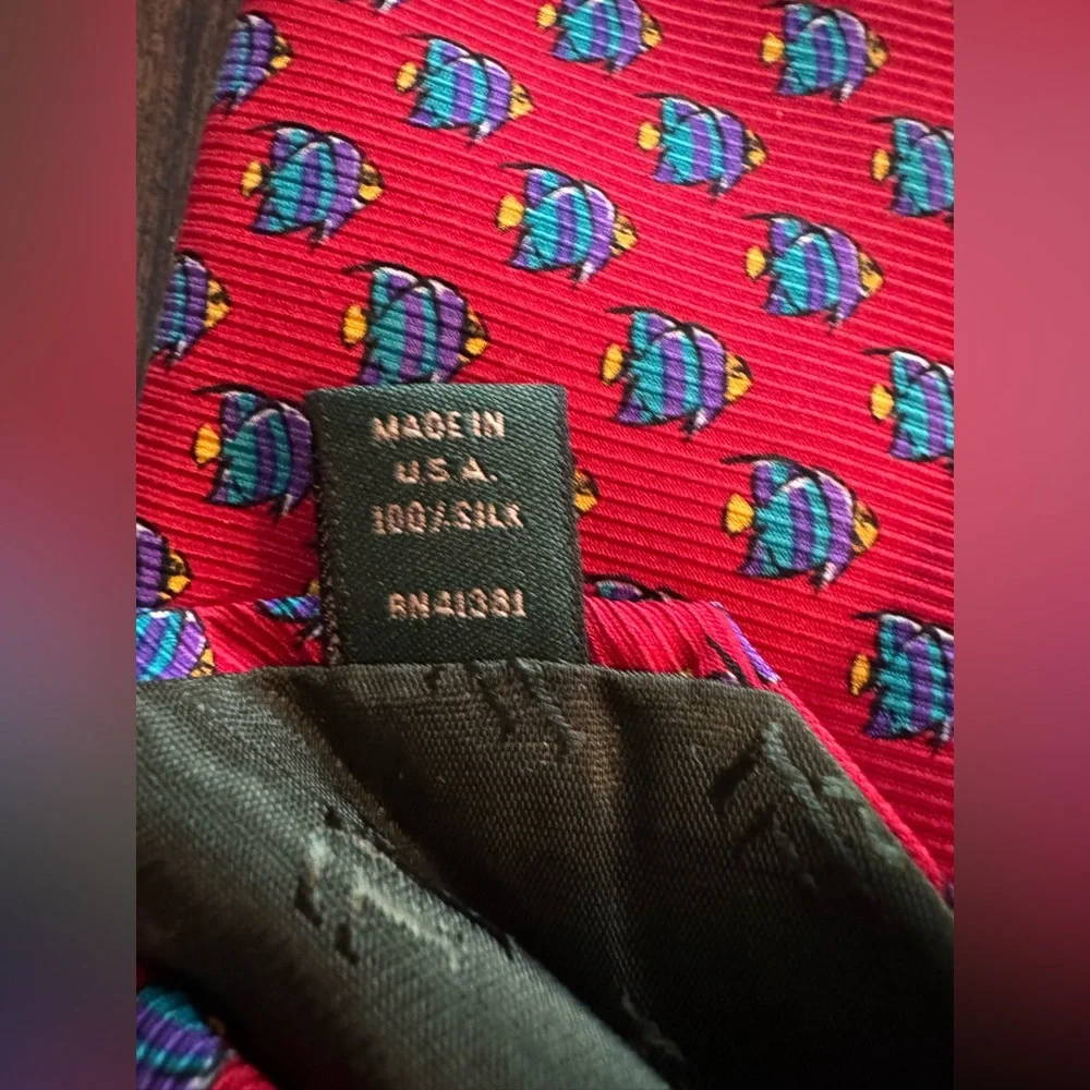 Lauren Ralph Lauren 100% silk fish tie vintage - Picture 6 of 6